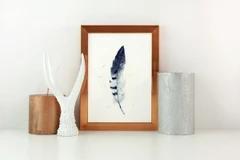 Image of a feather watercolor painting by Shayna Larsen, originals & prints available