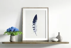 Image of a feather watercolor painting by Shayna Larsen, originals & prints available