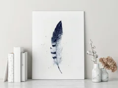 Image of a feather watercolor painting by Shayna Larsen, originals & prints available