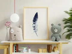 Image of a feather watercolor painting by Shayna Larsen, originals & prints available