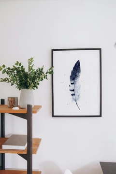 Image of a feather watercolor painting by Shayna Larsen, originals & prints available