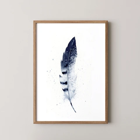 Image of a feather watercolor painting by Shayna Larsen, originals & prints available