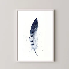 Image of a feather watercolor painting by Shayna Larsen, originals & prints available