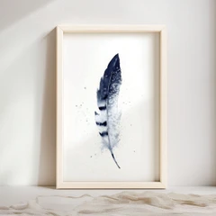 Image of a feather watercolor painting by Shayna Larsen, originals & prints available