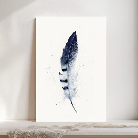 Image of a feather watercolor painting by Shayna Larsen, originals & prints available
