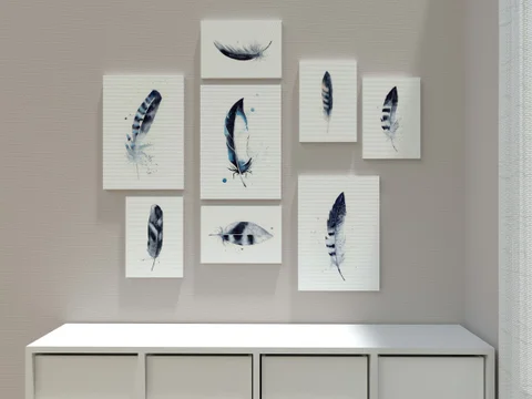 Image of a feather watercolor painting by Shayna Larsen, originals & prints available
