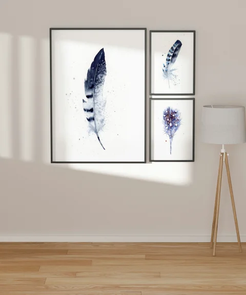 Image of a feather watercolor painting by Shayna Larsen, originals & prints available