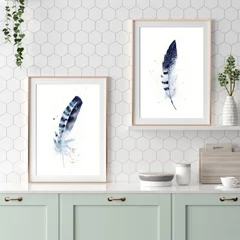 Image of a feather watercolor painting by Shayna Larsen, originals & prints available