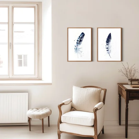 Image of a feather watercolor painting by Shayna Larsen, originals & prints available