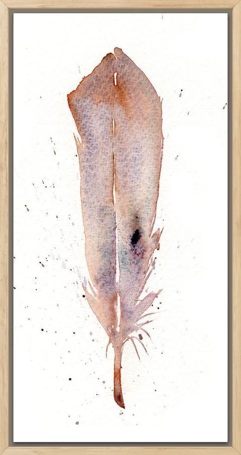 Image of a feather watercolor painting by Shayna Larsen, originals & prints available