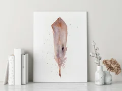 Image of a feather watercolor painting by Shayna Larsen, originals & prints available