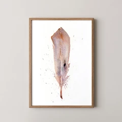 Image of a feather watercolor painting by Shayna Larsen, originals & prints available