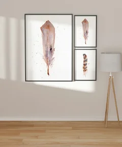 Image of a feather watercolor painting by Shayna Larsen, originals & prints available