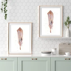 Image of a feather watercolor painting by Shayna Larsen, originals & prints available