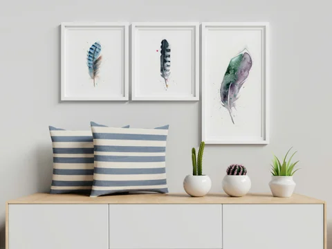 Image of a feather watercolor painting by Shayna Larsen, originals & prints available