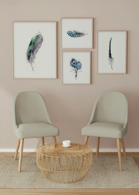 Image of a feather watercolor painting by Shayna Larsen, originals & prints available