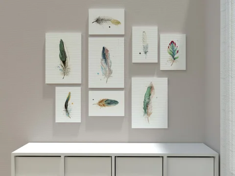Image of a feather watercolor painting by Shayna Larsen, originals & prints available