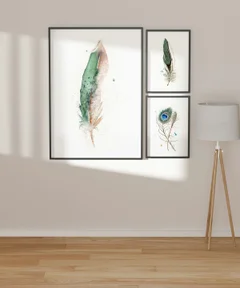Image of a feather watercolor painting by Shayna Larsen, originals & prints available