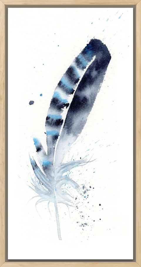 Image of a feather watercolor painting by Shayna Larsen, originals & prints available