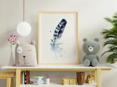 Image of a feather watercolor painting by Shayna Larsen, originals & prints available