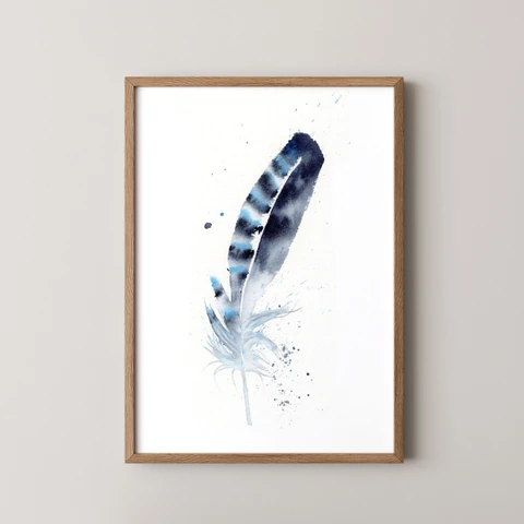 Image of a feather watercolor painting by Shayna Larsen, originals & prints available