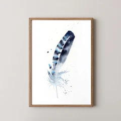 Image of a feather watercolor painting by Shayna Larsen, originals & prints available