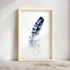 Image of a feather watercolor painting by Shayna Larsen, originals & prints available