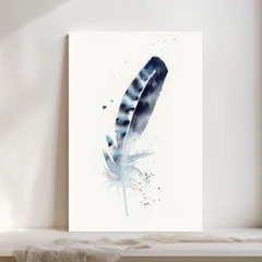 Image of a feather watercolor painting by Shayna Larsen, originals & prints available