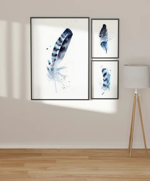 Image of a feather watercolor painting by Shayna Larsen, originals & prints available