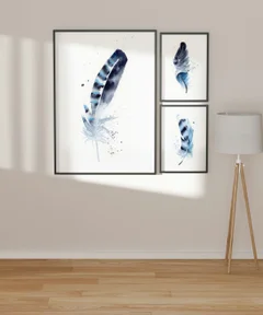Image of a feather watercolor painting by Shayna Larsen, originals & prints available