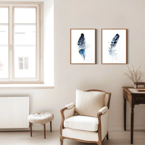Image of a feather watercolor painting by Shayna Larsen, originals & prints available