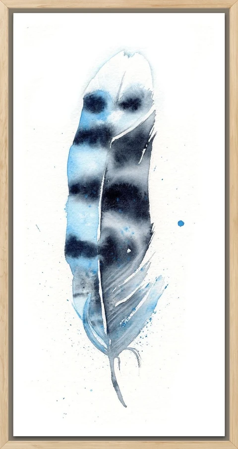 Image of a feather watercolor painting by Shayna Larsen, originals & prints available