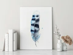 Image of a feather watercolor painting by Shayna Larsen, originals & prints available
