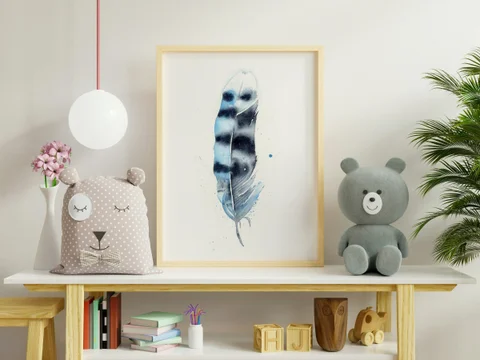 Image of a feather watercolor painting by Shayna Larsen, originals & prints available