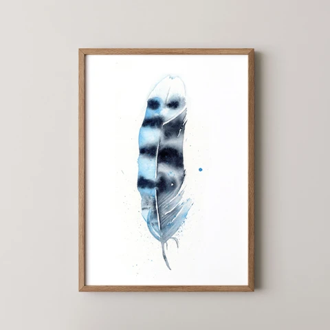 Image of a feather watercolor painting by Shayna Larsen, originals & prints available