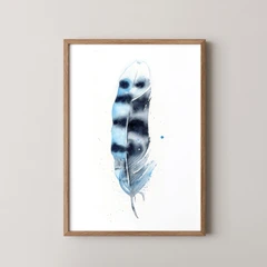 Image of a feather watercolor painting by Shayna Larsen, originals & prints available