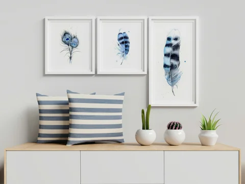 Image of a feather watercolor painting by Shayna Larsen, originals & prints available