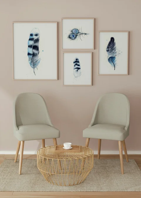 Image of a feather watercolor painting by Shayna Larsen, originals & prints available