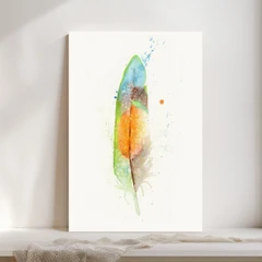 Image of a feather watercolor painting by Shayna Larsen, originals & prints available