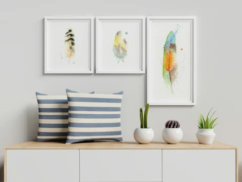 Image of a feather watercolor painting by Shayna Larsen, originals & prints available