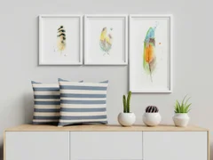 Image of a feather watercolor painting by Shayna Larsen, originals & prints available
