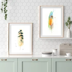 Image of a feather watercolor painting by Shayna Larsen, originals & prints available