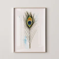 Image of a feather watercolor painting by Shayna Larsen, originals & prints available
