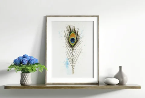 Image of a feather watercolor painting by Shayna Larsen, originals & prints available