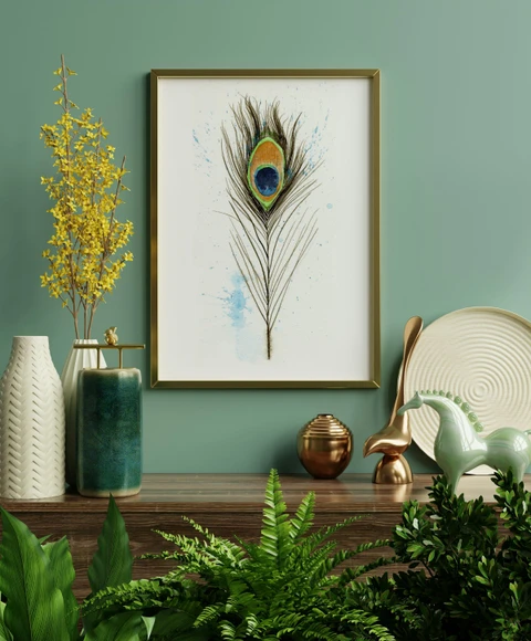 Image of a feather watercolor painting by Shayna Larsen, originals & prints available