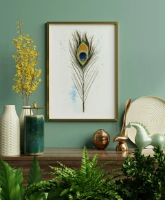 Image of a feather watercolor painting by Shayna Larsen, originals & prints available
