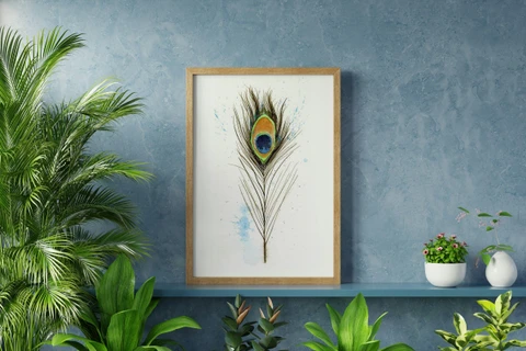 Image of a feather watercolor painting by Shayna Larsen, originals & prints available