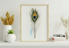 Image of a feather watercolor painting by Shayna Larsen, originals & prints available