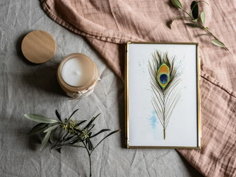 Image of a feather watercolor painting by Shayna Larsen, originals & prints available