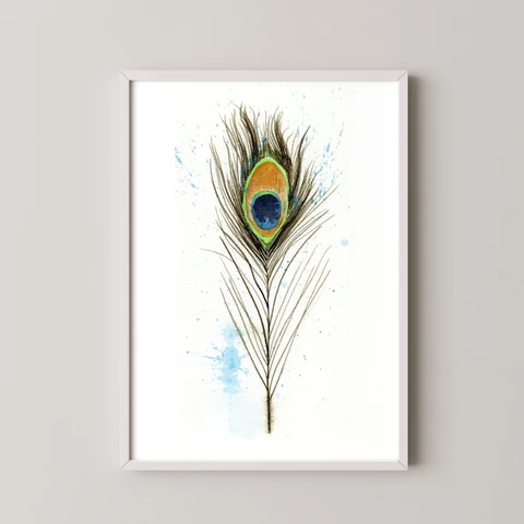 Image of a feather watercolor painting by Shayna Larsen, originals & prints available